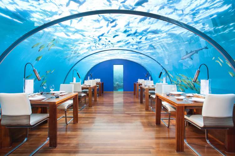 Conrad Maldives Rangali Island (Ilhas Maldivas) é um dos hotéis flutuantes ao redor do mundo