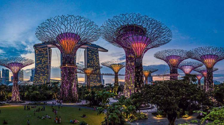 Os Jardins da Baía é um dos pontos turísticos de Singapura
