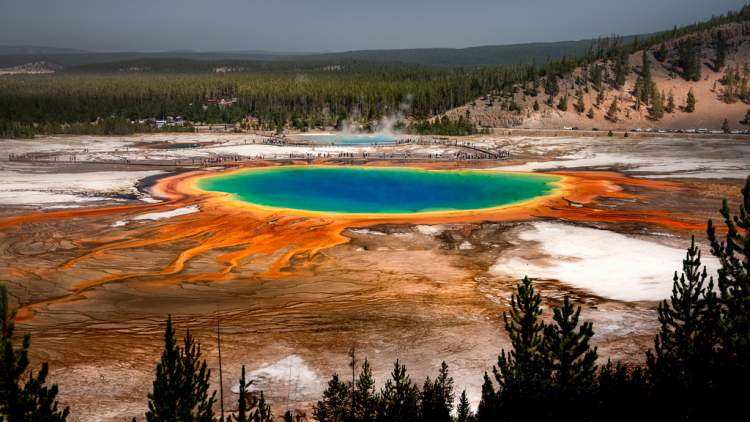 Grand Prismatic Spring, Yellowstone nos Estados Unidos é um dos lugares mais lindos do mundo